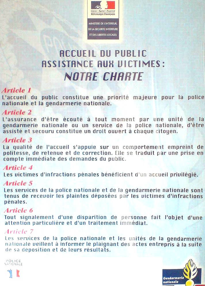 Charte d&rsquo;accueil du public Police-Gendarmerie