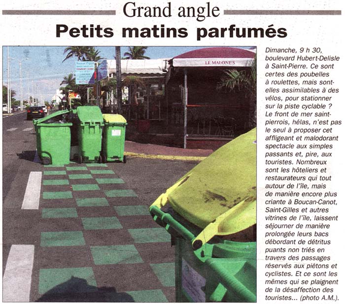 Restaurants aux poubelles sur la piste