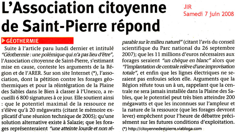 Notre réponse (avec justificatifs) face aux affirmations de la Région dans le JIR du 2 juin 2008