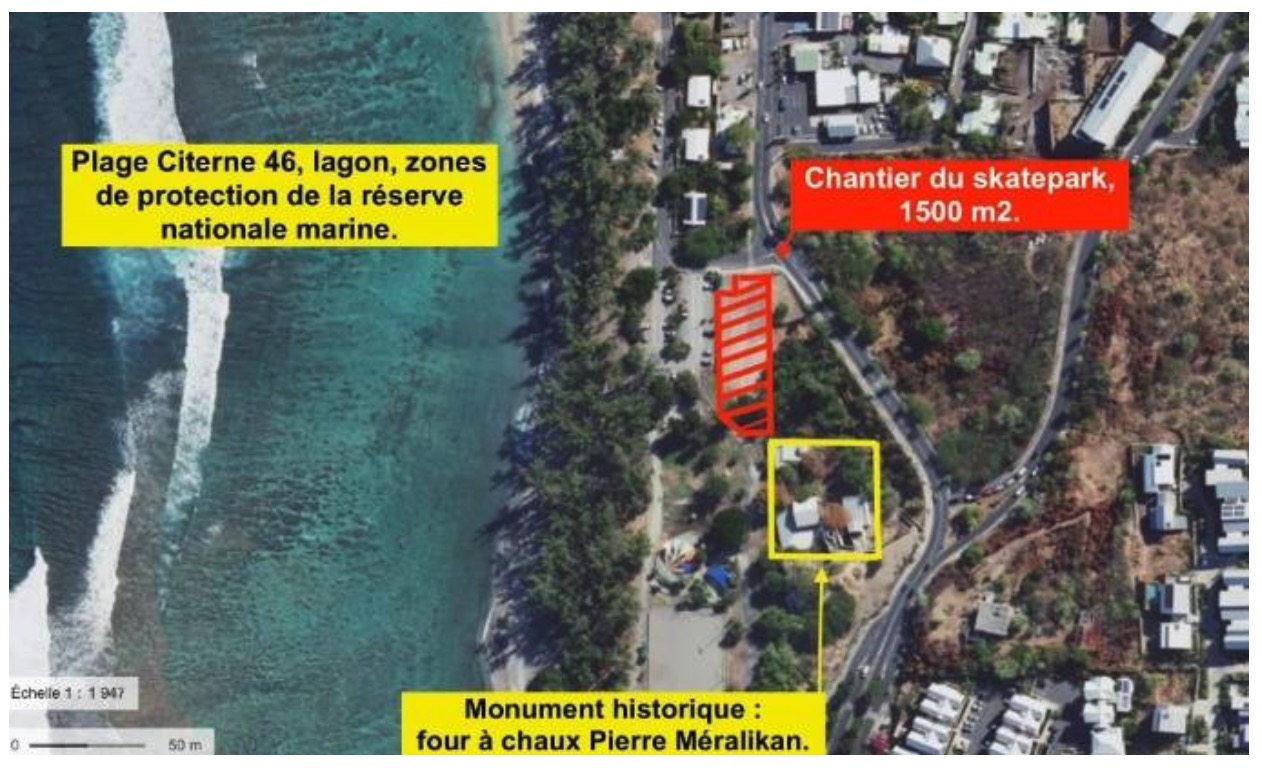 Pétition en ligne contre le lieu d’implantation d’un skatepark béton à Saint-Leu (La Réunion), haut de plage Citerne 46.